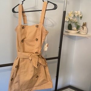 Khaki double breasted overall dress